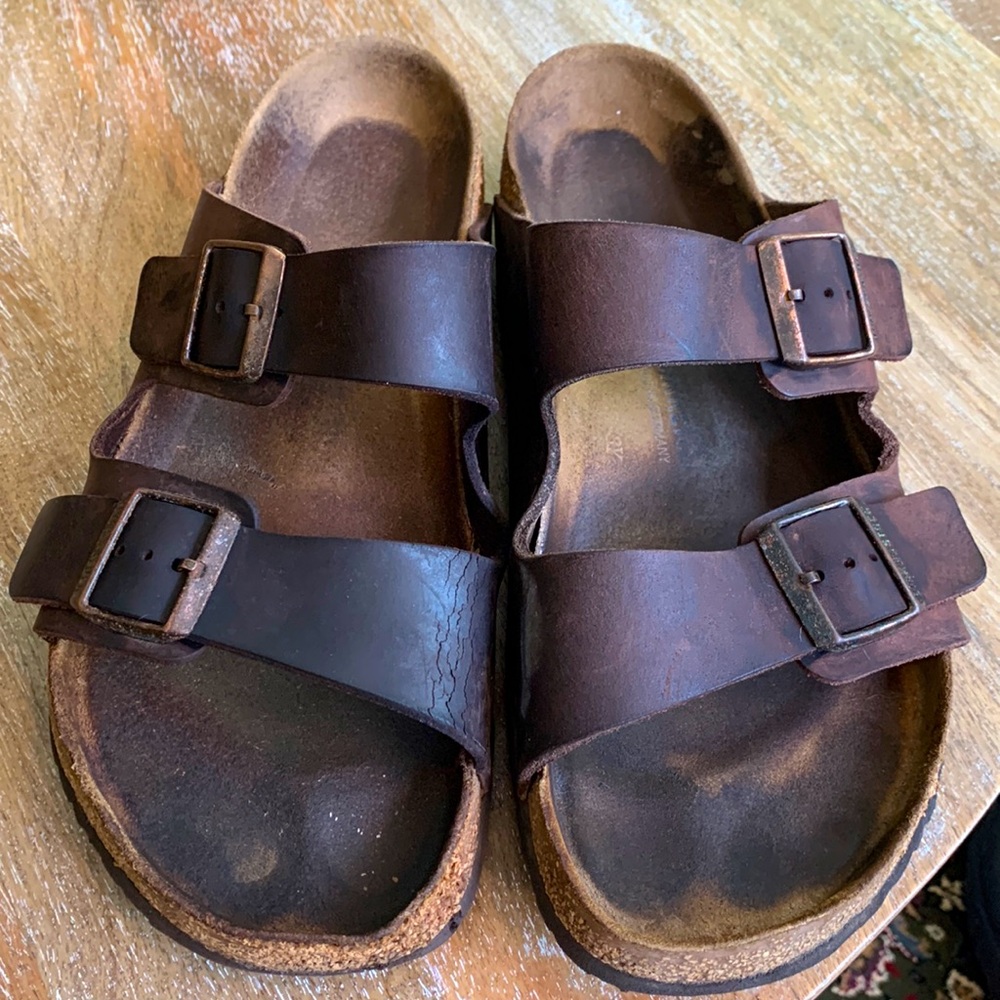 Birkenstock Brown Leather Two-Buckle Sandals